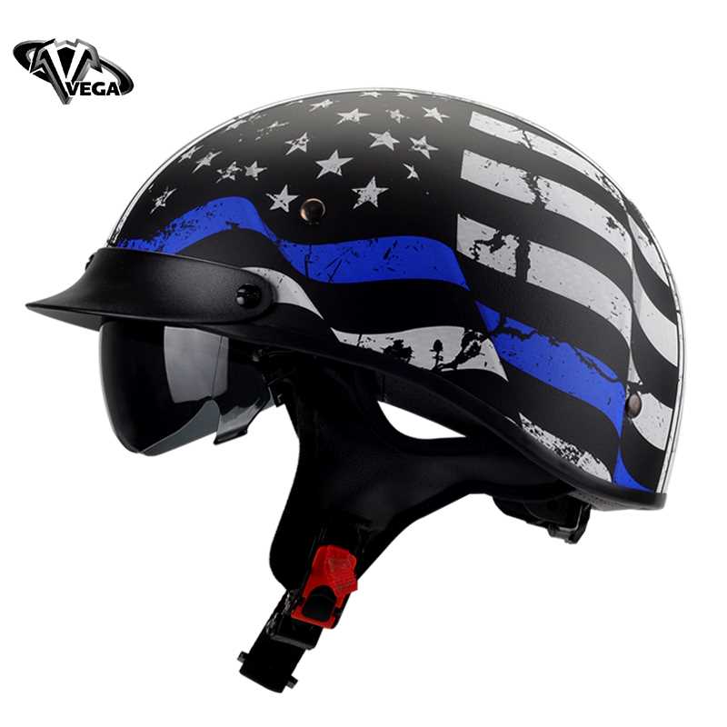 新款美国VEGA复古半盔机车摩托车头盔男太子盔半覆式女四季瓢盔安