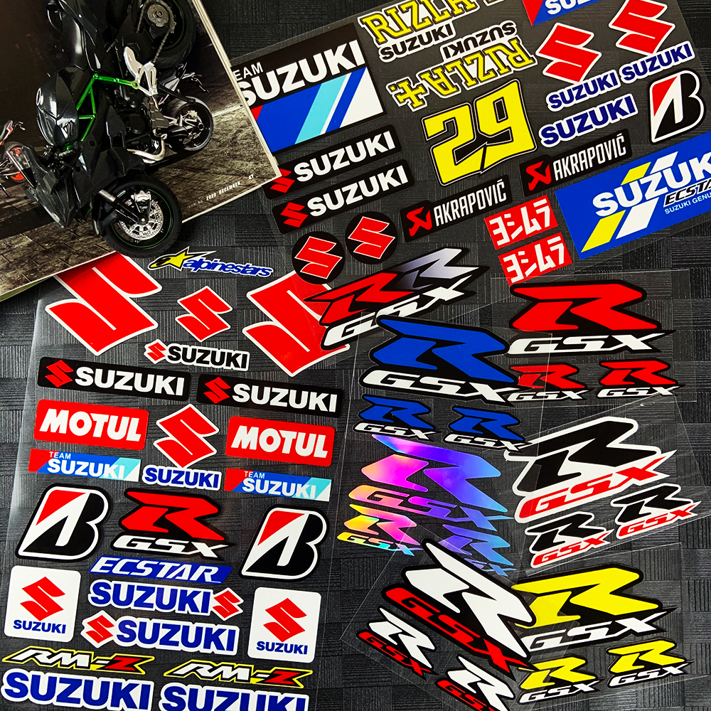 摩托车铃木GSX/GW/UZ/UU/UY贴纸反光车标logo车身贴花踏板车贴画