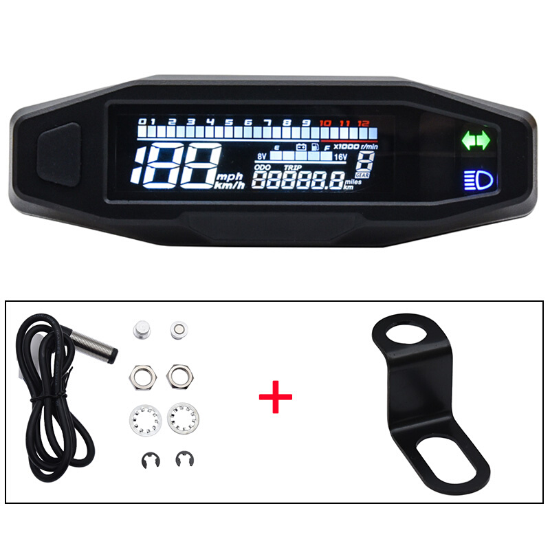 通用越野车改装迷你液晶数字摩托车仪表速度表数字转速表时速表u.