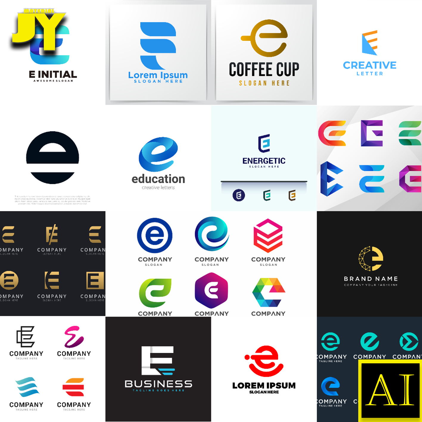 艺术创意字母Ee科技感多样化变形设计企业LOGO图标AI矢量图素材