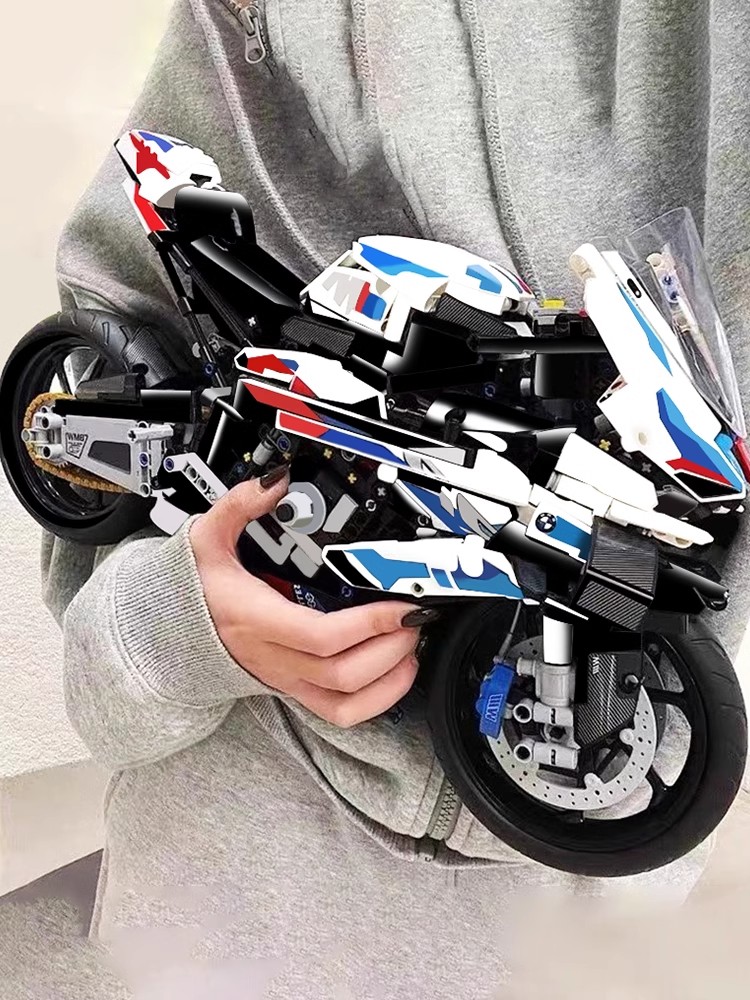 积木宝马摩托车1000模型机车机械组大型拼装益智玩具男孩礼物