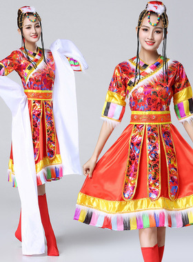 少数民族服装女演出服套装广场舞成人新款藏族水袖舞蹈服