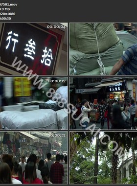 广州十三行街最大服装市场行人车辆洋楼高清实拍视频素材