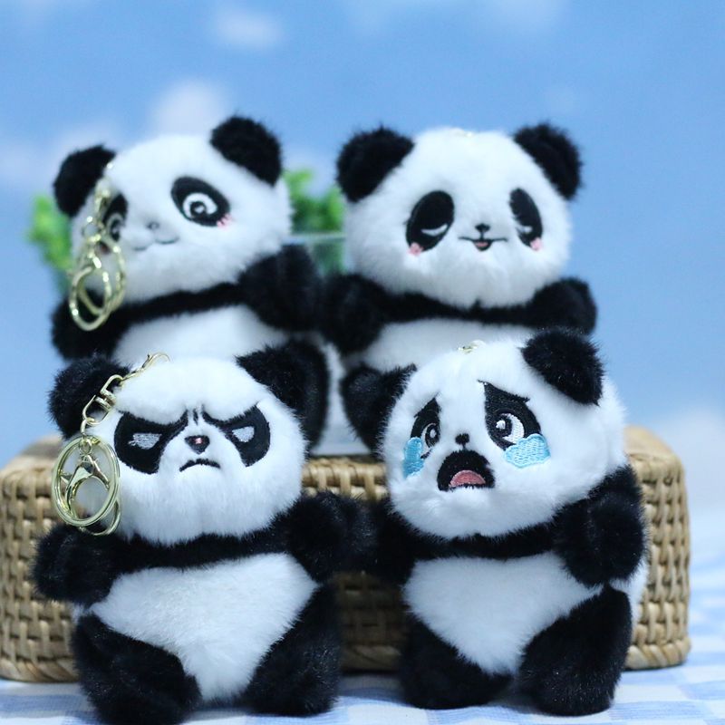 网红可爱萌大熊猫挂件毛绒玩具表情娃娃公仔包包挂饰玩偶钥匙扣