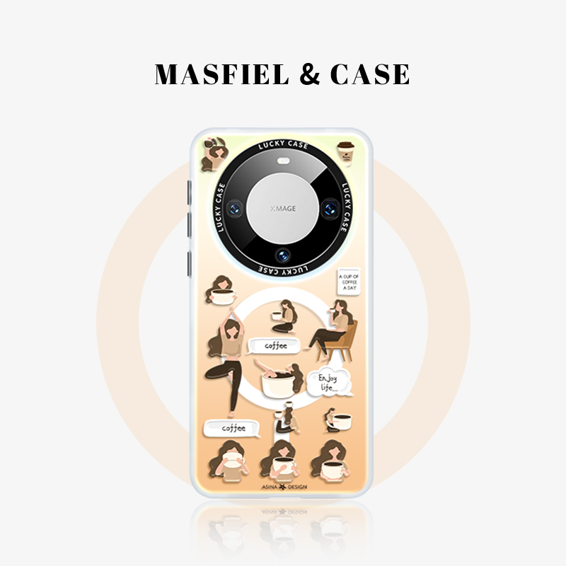 MASFIEL × 咖啡时间联名适用华为Mate60Pro手机壳磁吸支架mate50/40保护套30女款P60/P50/P40全包防摔新款