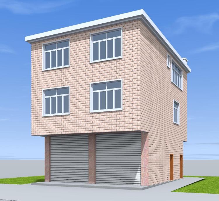 8.4x10.4 三层农村临街楼房自住房门面设计效果图全套结构施工图