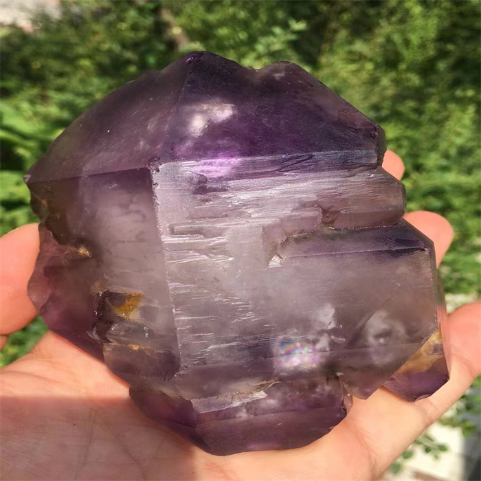 天然紫水晶标本骨干原石摆件 包裹流动水胆 一物一图