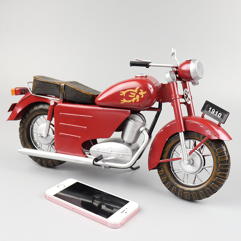 纯手工摆件收藏摆设橱窗红色摩托车装饰品幸福250车模型复古怀旧