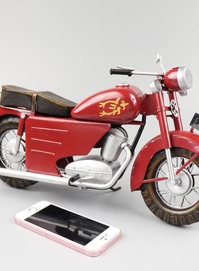 纯手工摆件收藏摆设橱窗红色摩托车装饰品幸福250车模型复古怀旧