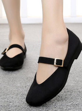 老北京布鞋女士跳舞鞋平底单鞋软底舒适黑色上班工作鞋久站不累脚
