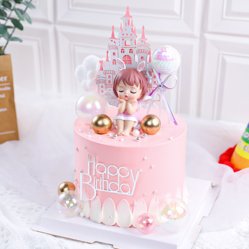 安妮蛋糕装饰摆件粉色系可爱少女公主天使女孩小宝贝网红生日插件