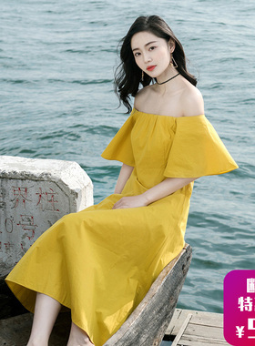 夏季新款女装超仙小个子中长裙连衣裙越南芽庄旅游海边度假沙滩裙
