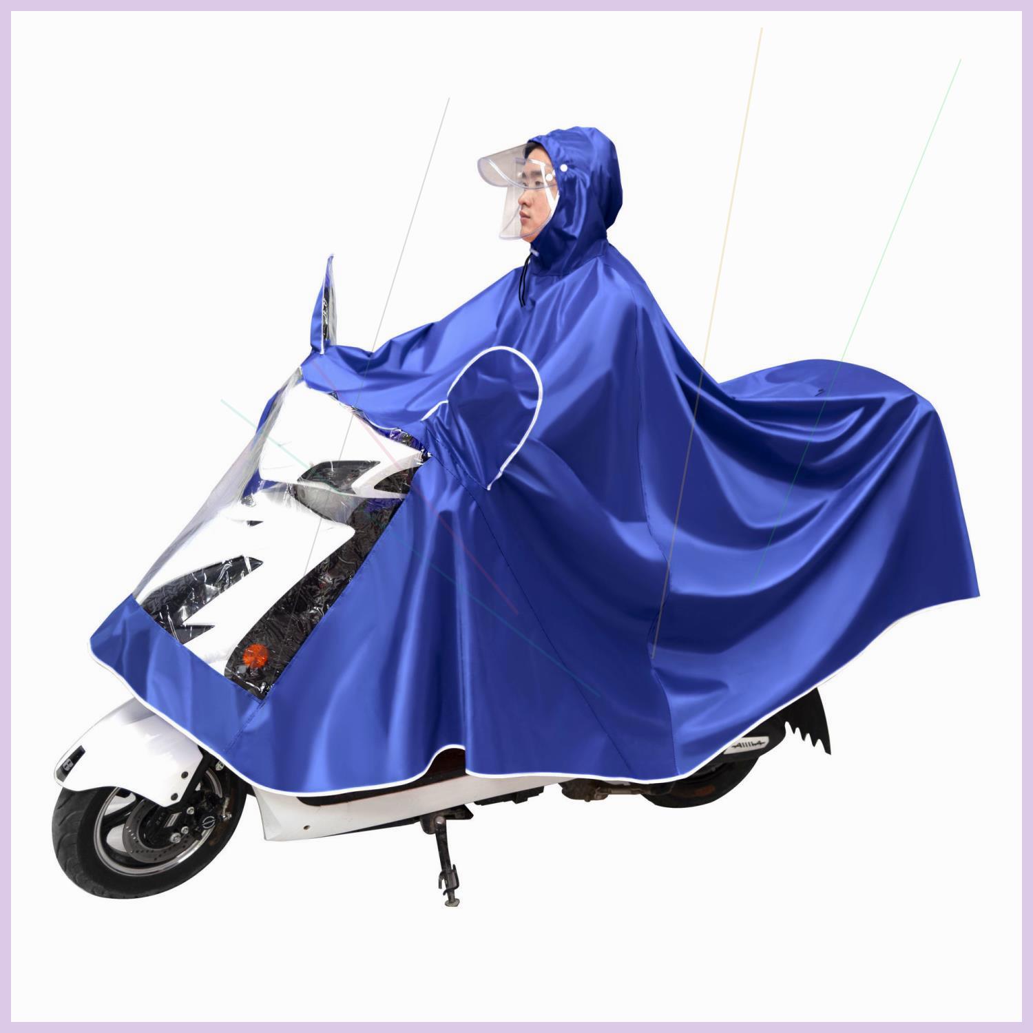 包邮双帽檐雨衣电动车单双人摩托车雨衣加大加厚加宽超大遮脚