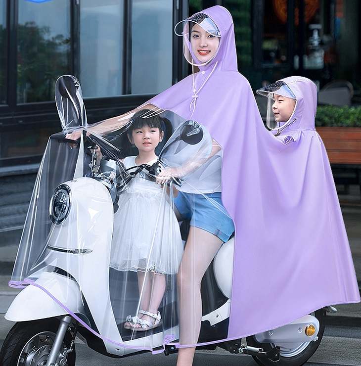 2023新款雨披加厚雨衣电动车双人母子女亲子防暴雨电瓶摩托车专用