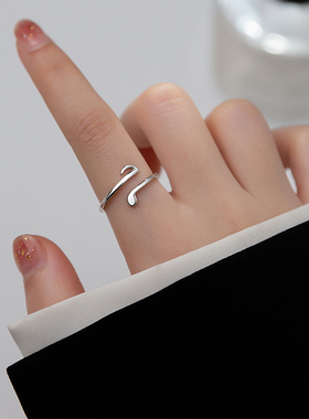 S925纯银戒指音符甜美可爱个性指环简约气质时尚可调节小众设计感