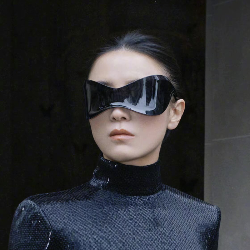 宋佳同款欧美大框个性夸张一体式墨镜女科技感Y2K黑色太阳镜男潮