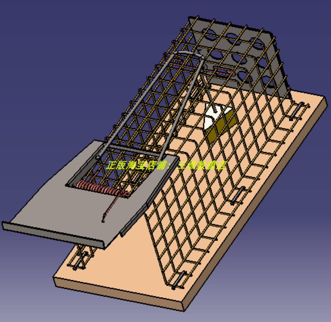 活捉抓老鼠笼陷阱捕鼠器 3D三维模型 几何数模建模 stp诱饵铁笼子