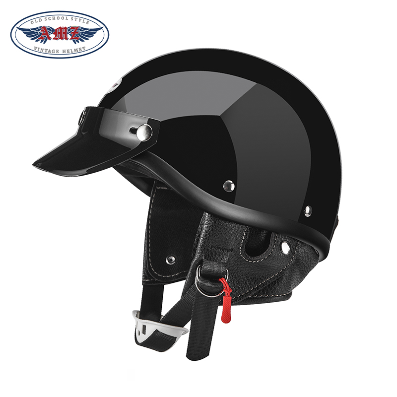 AMZ摩托车头盔日式哈雷巡航机车太子盔男女士电动车复古半盔瓢盔