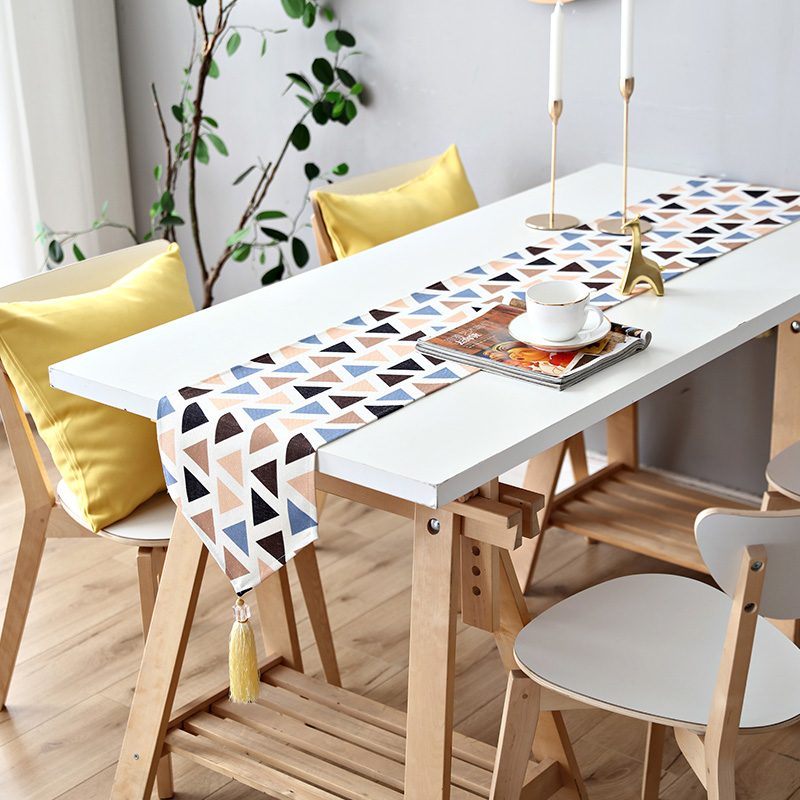 北欧日系几何图案电视柜餐桌茶几桌旗 现代简约ins风鞋柜盖布桌布