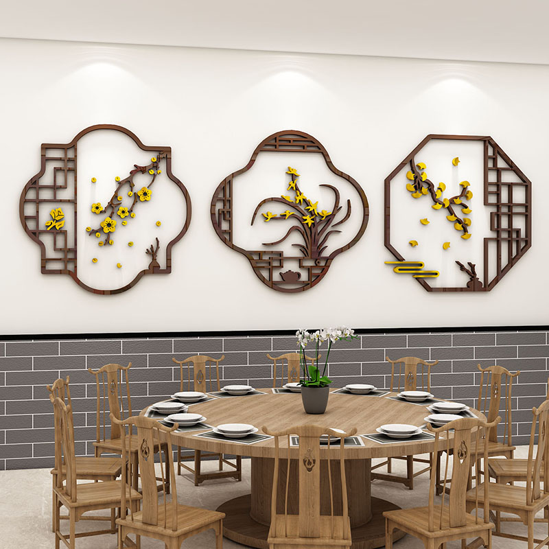饭店墙面装饰创意包厢房间壁画中式复古小吃火锅餐饮馆3d立体背景