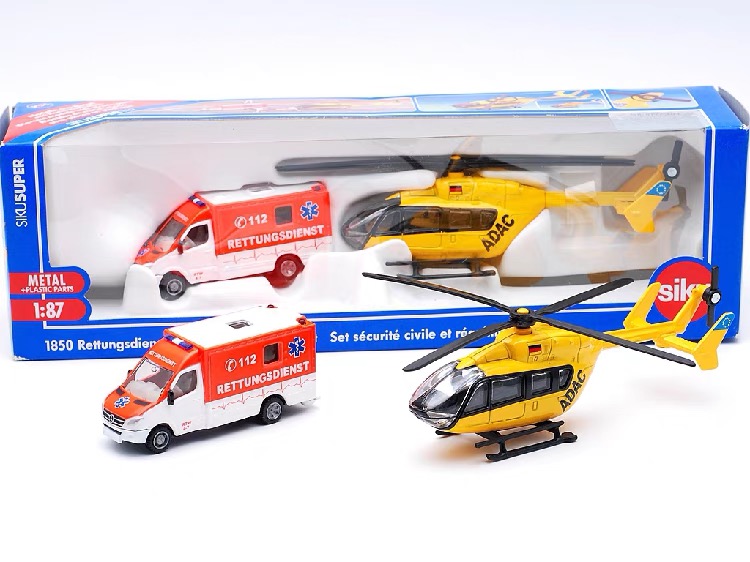 摔耐 德国仕高SIKU 1850奔驰救护车带直升飞机 1:87合金车模玩具