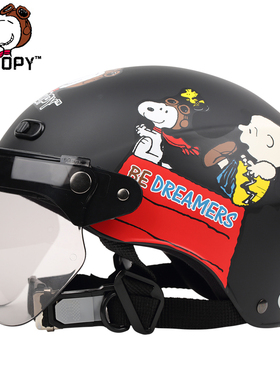 台湾华泰飞行员黑色电动摩托车成人头盔卡通男女夏季防晒四季半盔