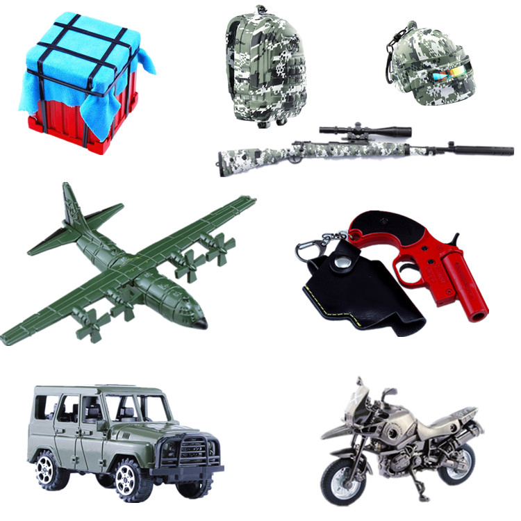 绝地刺激战场迷彩吉利服98k狙击awm信号枪摩托车模型玩具儿童礼物