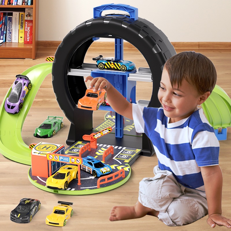 轮胎停车场玩具车小汽车大全合金车模型套装赛车儿童12一3岁4男孩