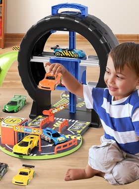 轮胎停车场玩具车小汽车大全合金车模型套装赛车儿童12一3岁4男孩