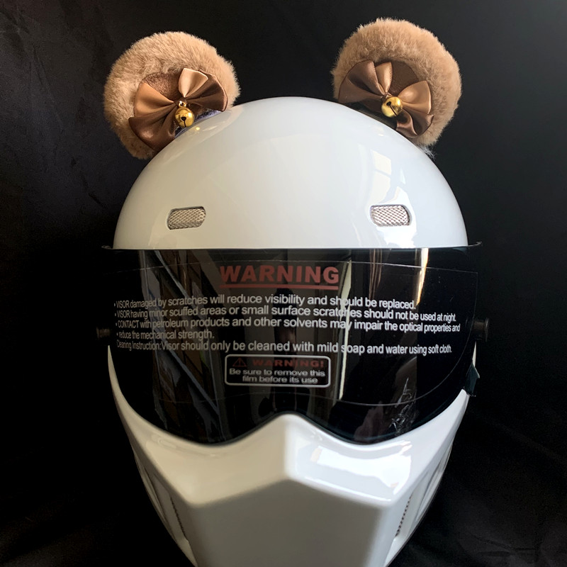 滑雪头盔装饰品可爱熊耳朵摩托车电动车女骑士头盔上的耳朵可拆卸