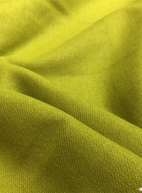 高端双层秋香绿粗纺羊毛西装加厚纯色毛料马甲设计师保暖服装布料