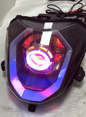 钱江踏板摩托车宝悦电喷QJ125T-8D大灯改装氙气灯天使恶魔眼透镜