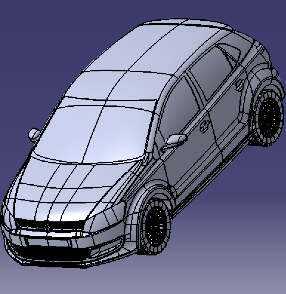 大众polo汽车SUV两厢车曲面外观曲面3D三维几何数模型车轮胎轮辋