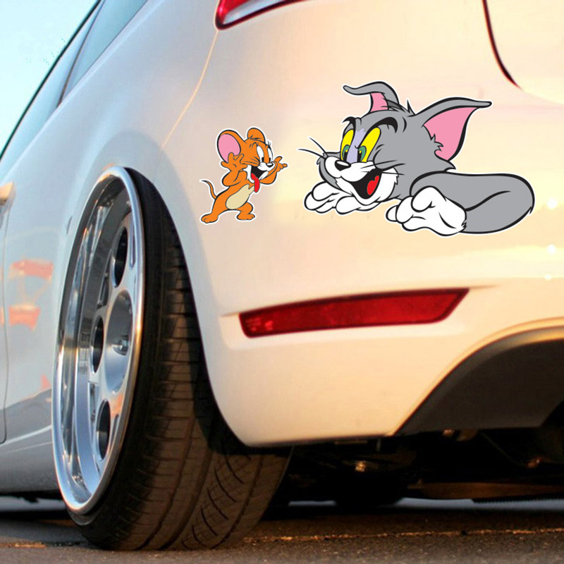 汽车贴纸猫和老鼠车贴车门车身可爱卡通立体装饰划痕遮挡车尾车贴