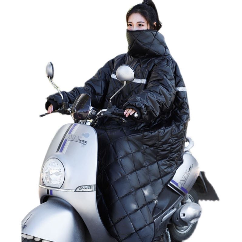 骑车防寒服男款电动摩托车反穿挡风衣冬季儿童骑行加厚保暖防风女