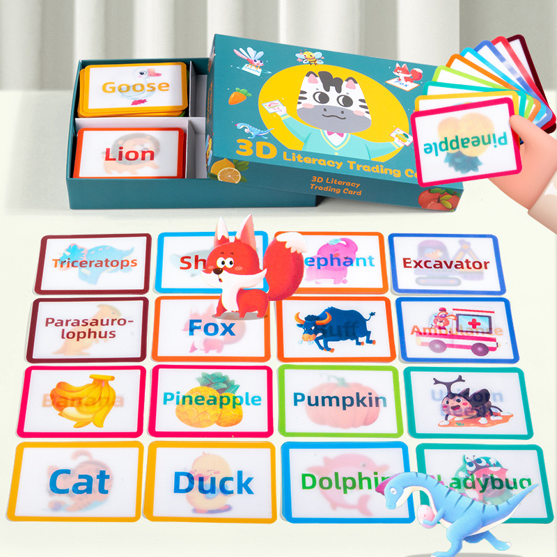 儿童早教认知3D闪卡0-3岁英语单词交通动物水果亲子互动益智玩具