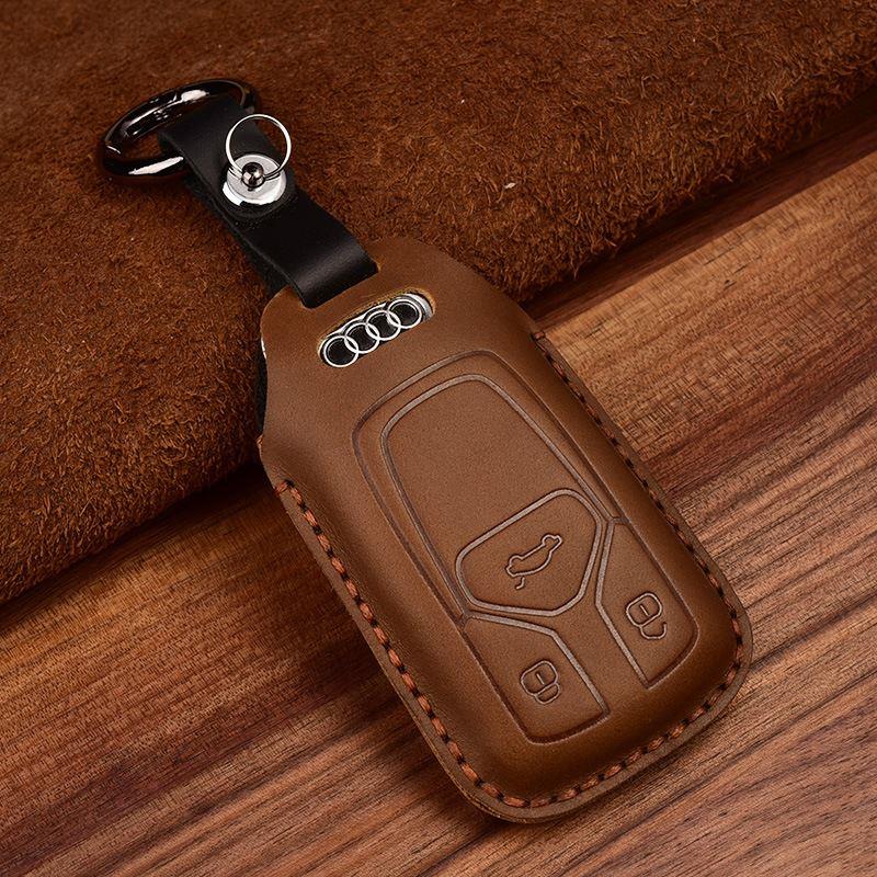 疯马皮钥匙套适用于2020新款奥迪A4L钥匙套包壳扣改装车真皮2019