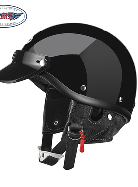 微瑕疵AMZ摩托车头盔男女803款哈雷机车电动车半盔冬季3C认证瓢盔