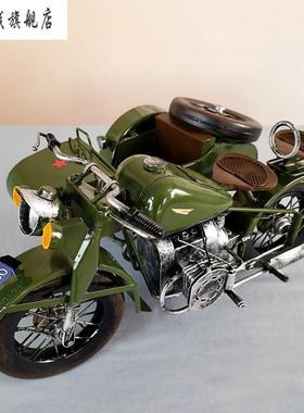 新款复古长江750偏三轮摩托车模型装饰桌面摆件手工挎斗摄影道具