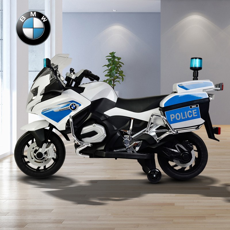 新款宝马警车儿童电动摩托车可坐双人四轮车宝宝玩具汽车充电小孩