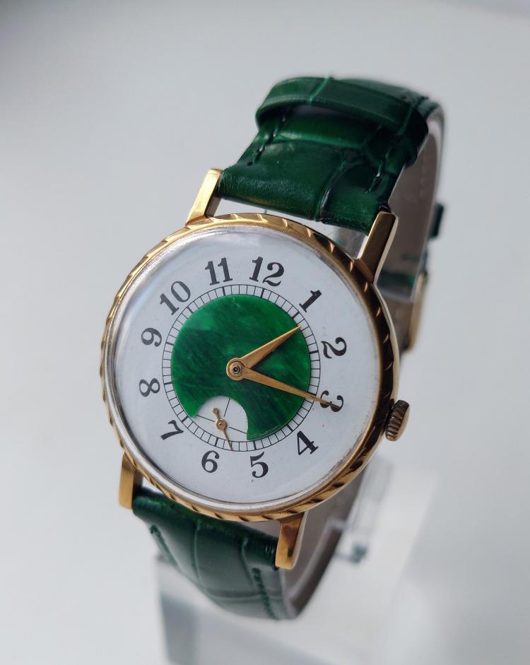 乌克兰代购Watch ▼古着经典20世纪80年代孔雀石男士镀金机械手表