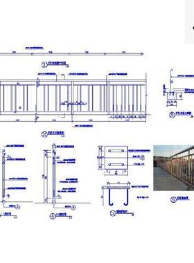 不锈钢围栏栏杆安全护栏CAD施工图安装做法详图大样平面剖面图纸