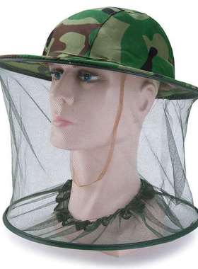 防蚊头套帽子罩养蜂防护帽养蜂防蜂服全套太阳帽网纱网面衣服连体