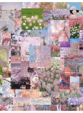 65张春天鲜花风景笔记本电脑贴纸粉色唯美壁纸吉他行李箱贴画防水