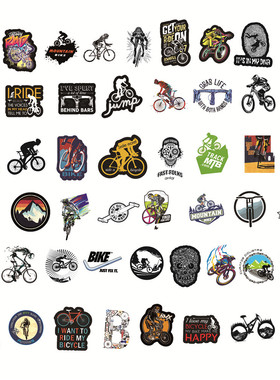 100张户外自行车骑行卡通PVC贴画笔记本死飞滑板电车机车头盔贴纸