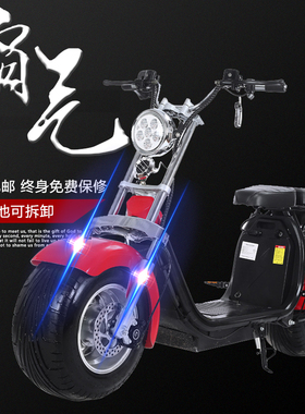 X哈雷电瓶车成人新款双人大轮胎电动摩托车跑车自行车双电池可拆