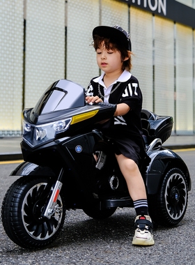 儿童电动摩托车三轮车可坐人双人男孩充电小宝宝3岁以上山地越野