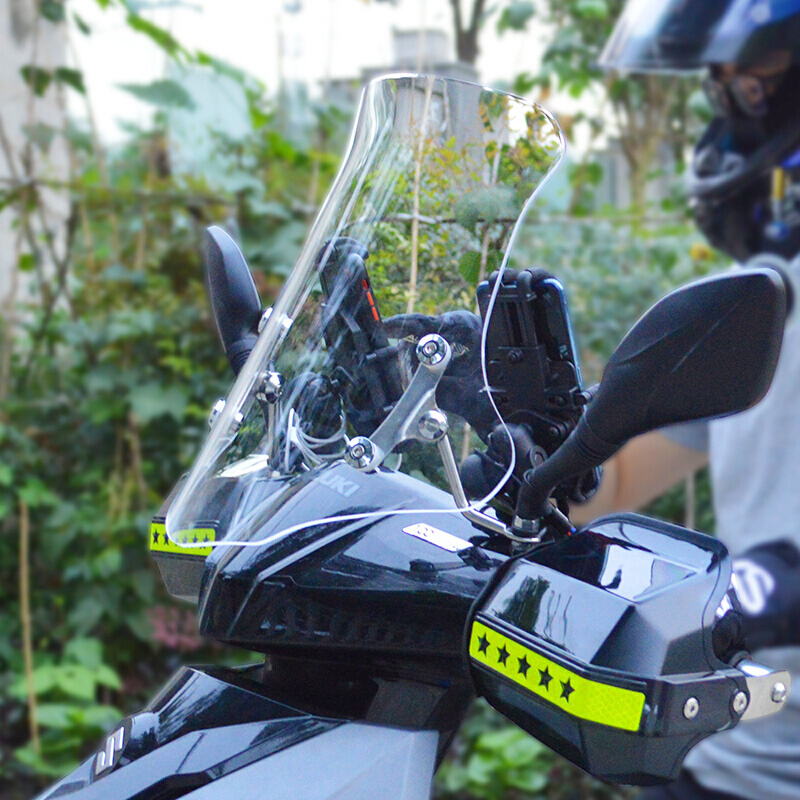 UY125挡风玻璃前挡风板踏板摩托车不锈钢调节支架改装风挡护手罩