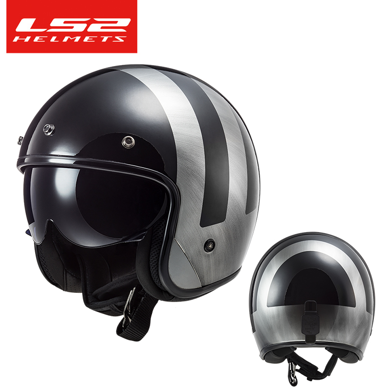正品LS2哈雷复古头盔摩托车男碳纤维半盔四分之三盔四季女机车OF6