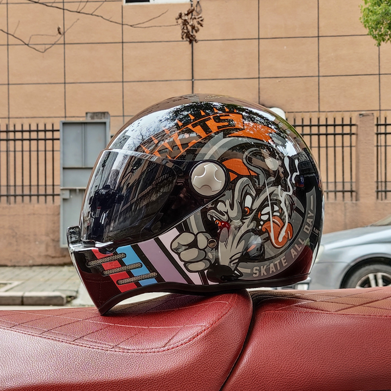 3C认证ORZ复古哈雷摩托车头盔男女全覆式四季巡航全盔可装蓝牙酷